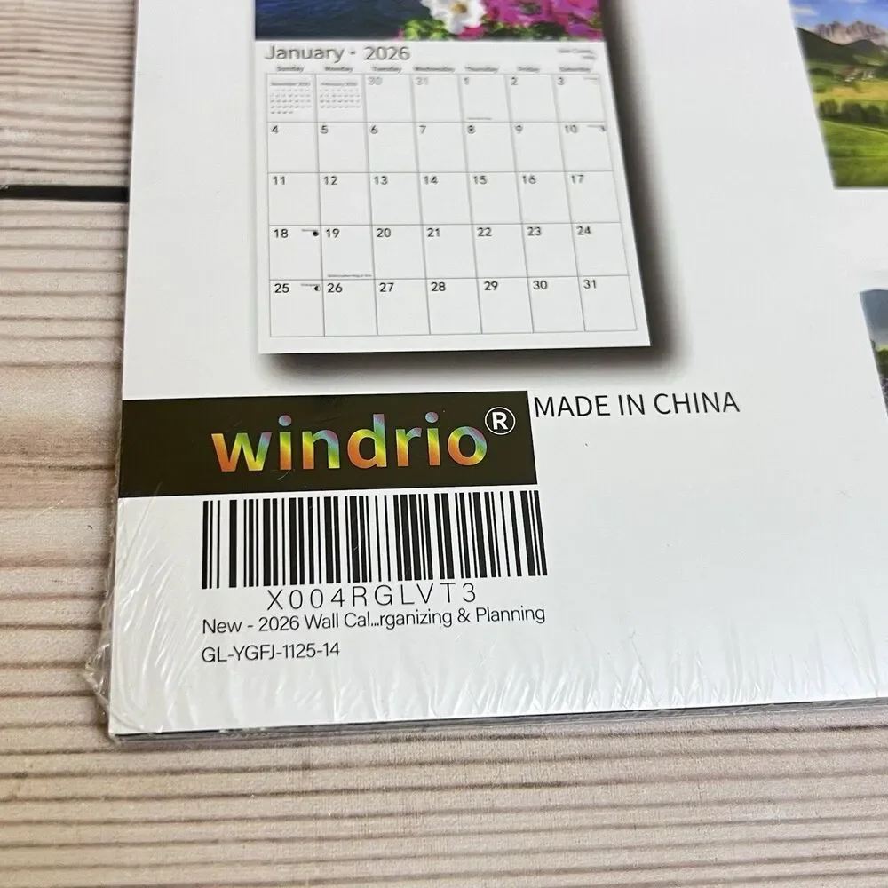 Windrio Wall Calendar 2026 Exotic Destinations World Travel Series 14 Month NEW